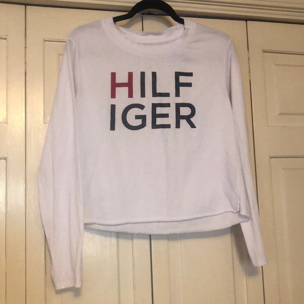 Tommy Hilfiger rough hem crop long sleeve SZ S R1